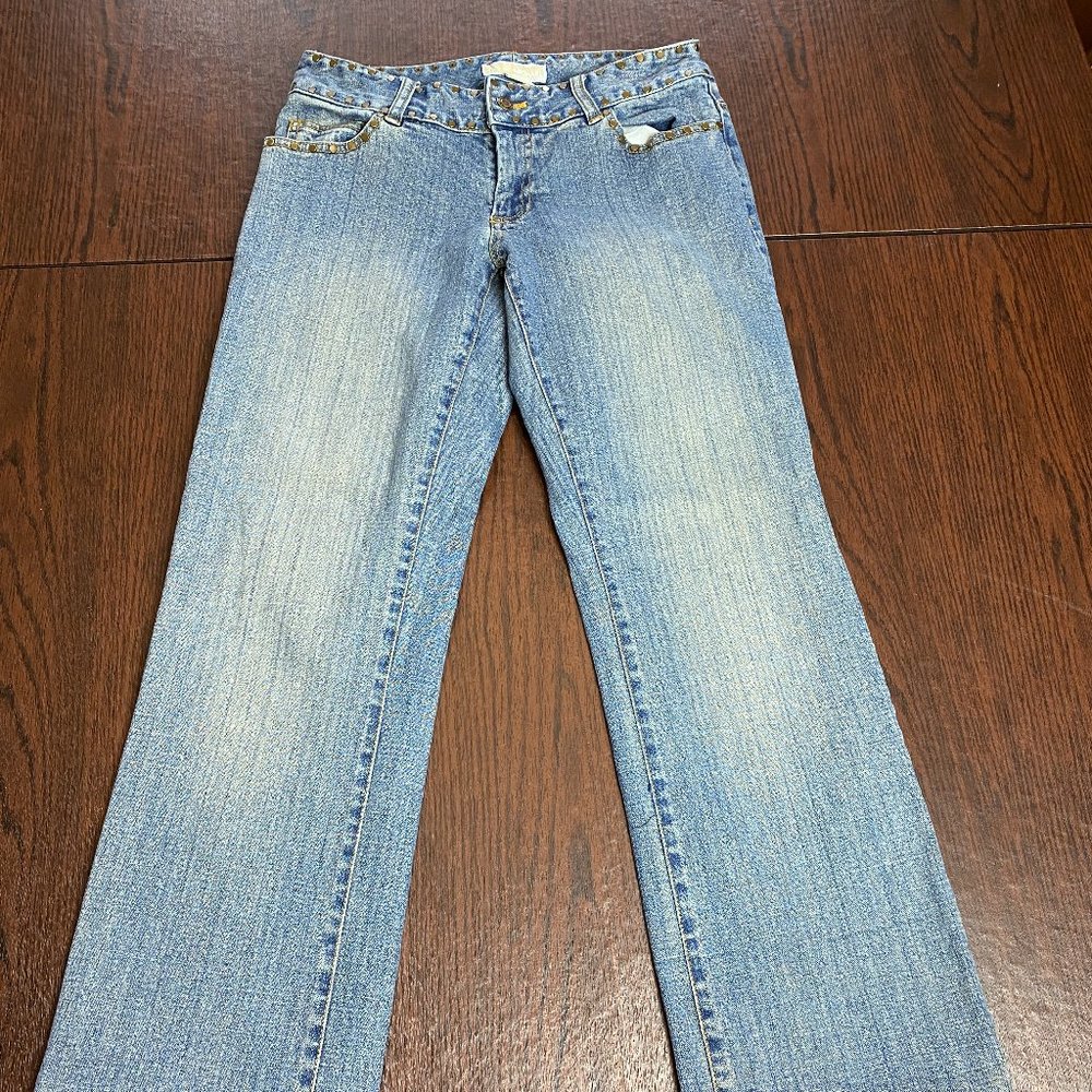 Michael Kors Jeans Size 4 Light Wash Rivet 26.5x26.75